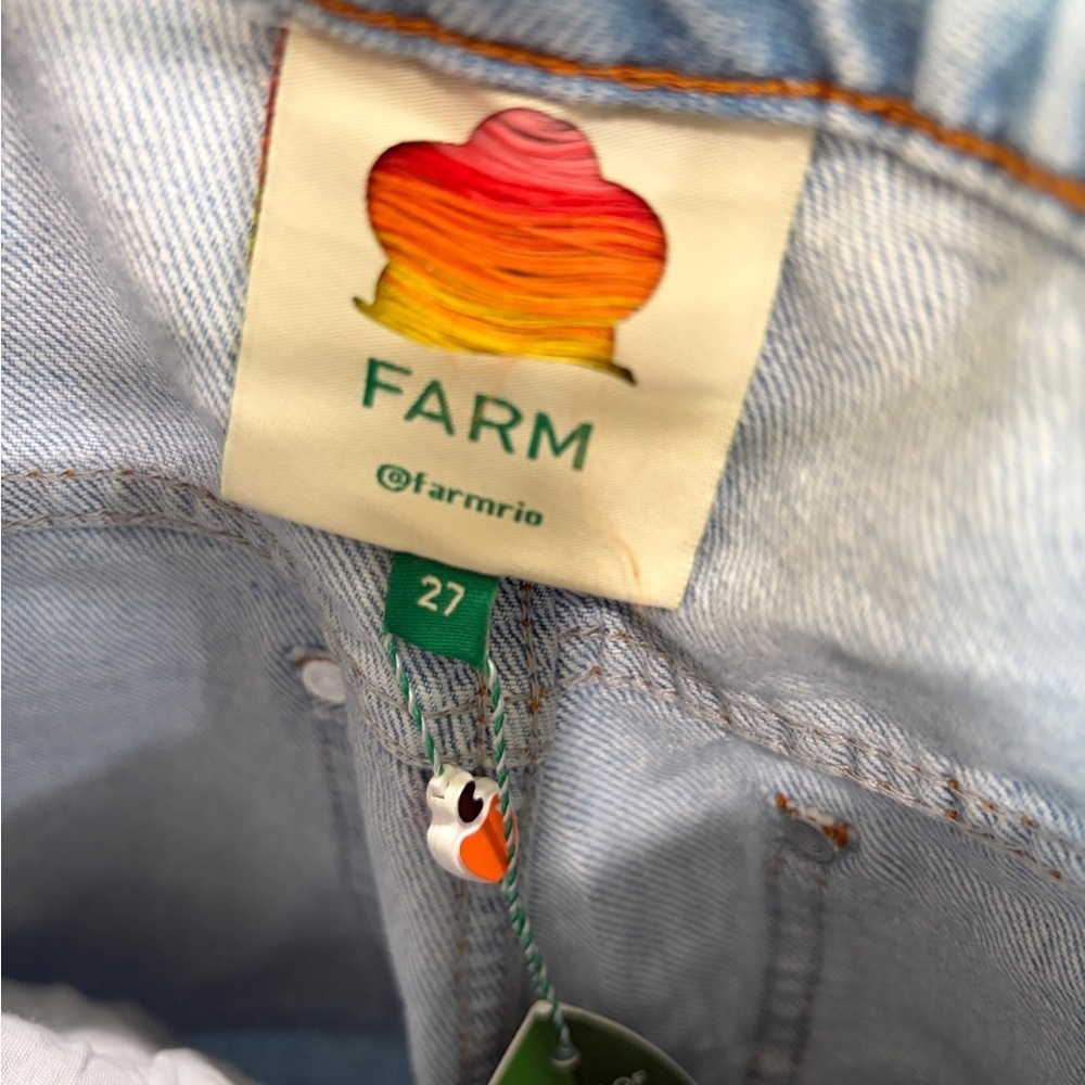 Farm Rio: Denim Embroidered Bows Pants - Picture 6 of 10